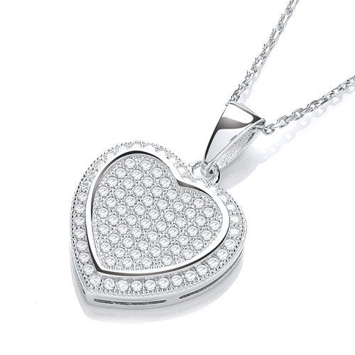 Micro Pave Heart Pendant with 18" Chain - 15mm