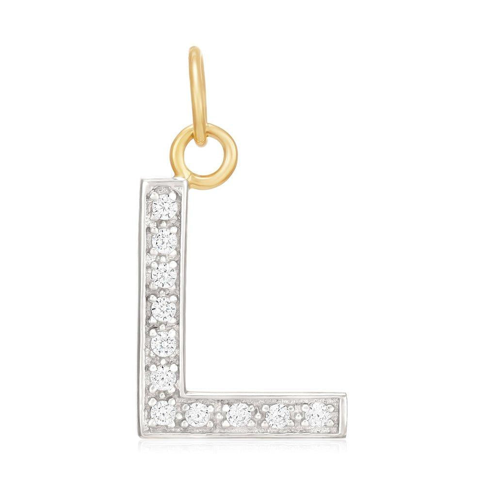 Yellow Gold Medium Cubic Zirconia Initial Pendants