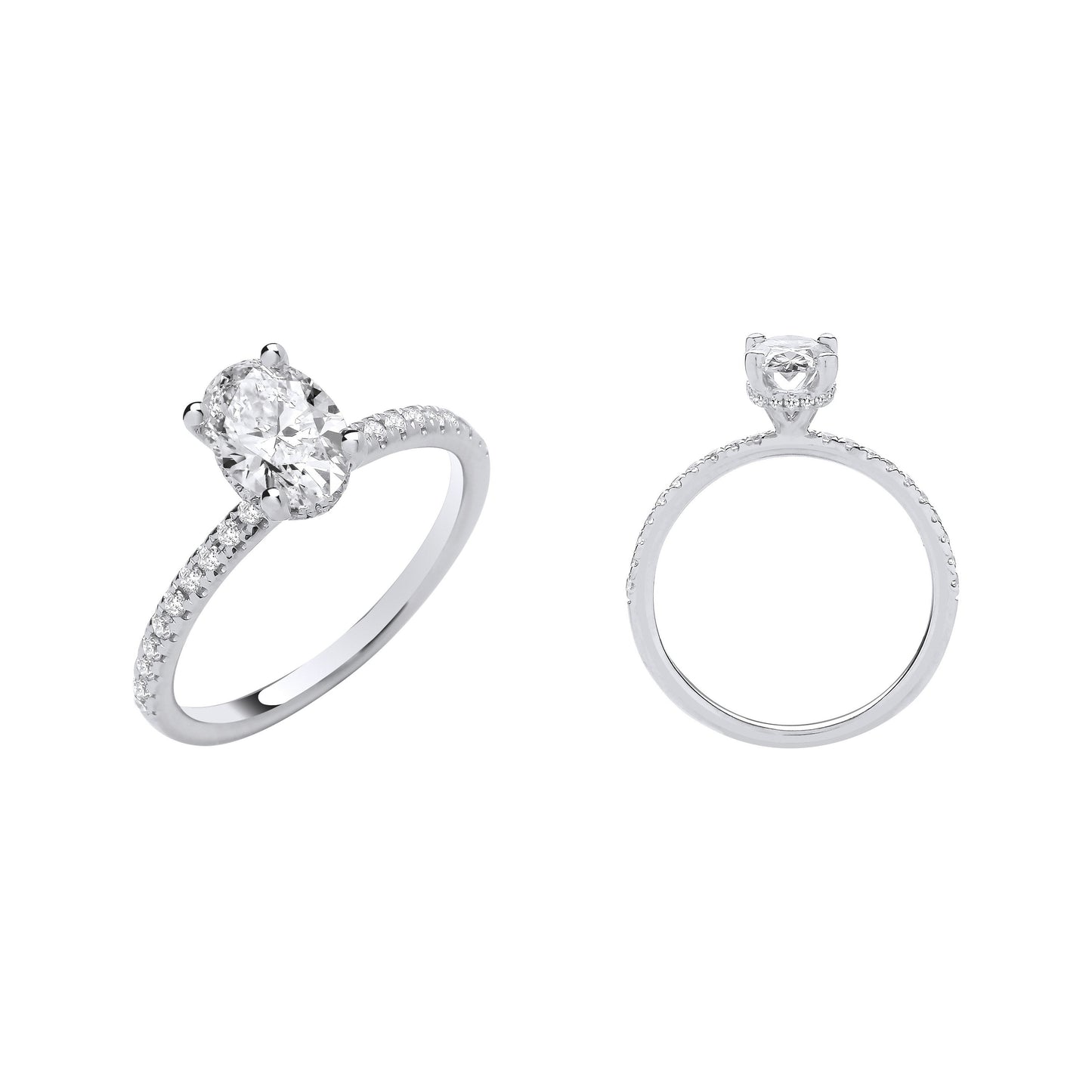 18ct White Gold 1.21ctw Oval Lab Grown Hidden Halo Diamond Ring IGI Certified