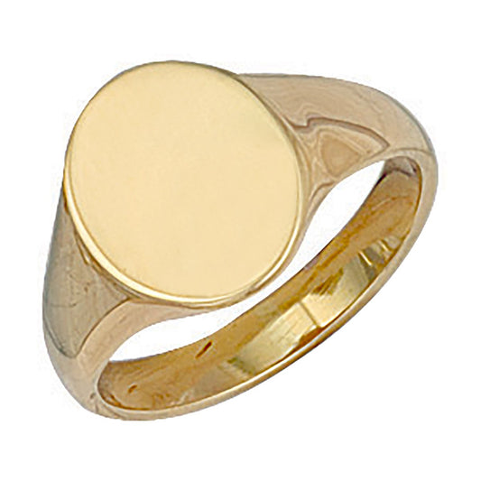 Y/G Oval Plain Signet Ring