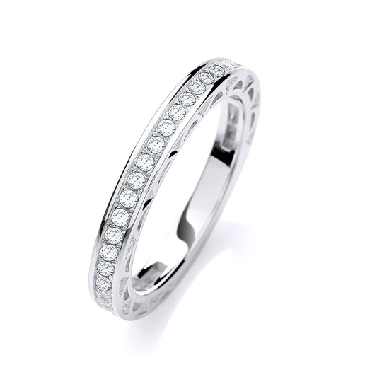 Micro Pave 3/4 Eternity Ring Cubic Zirconia