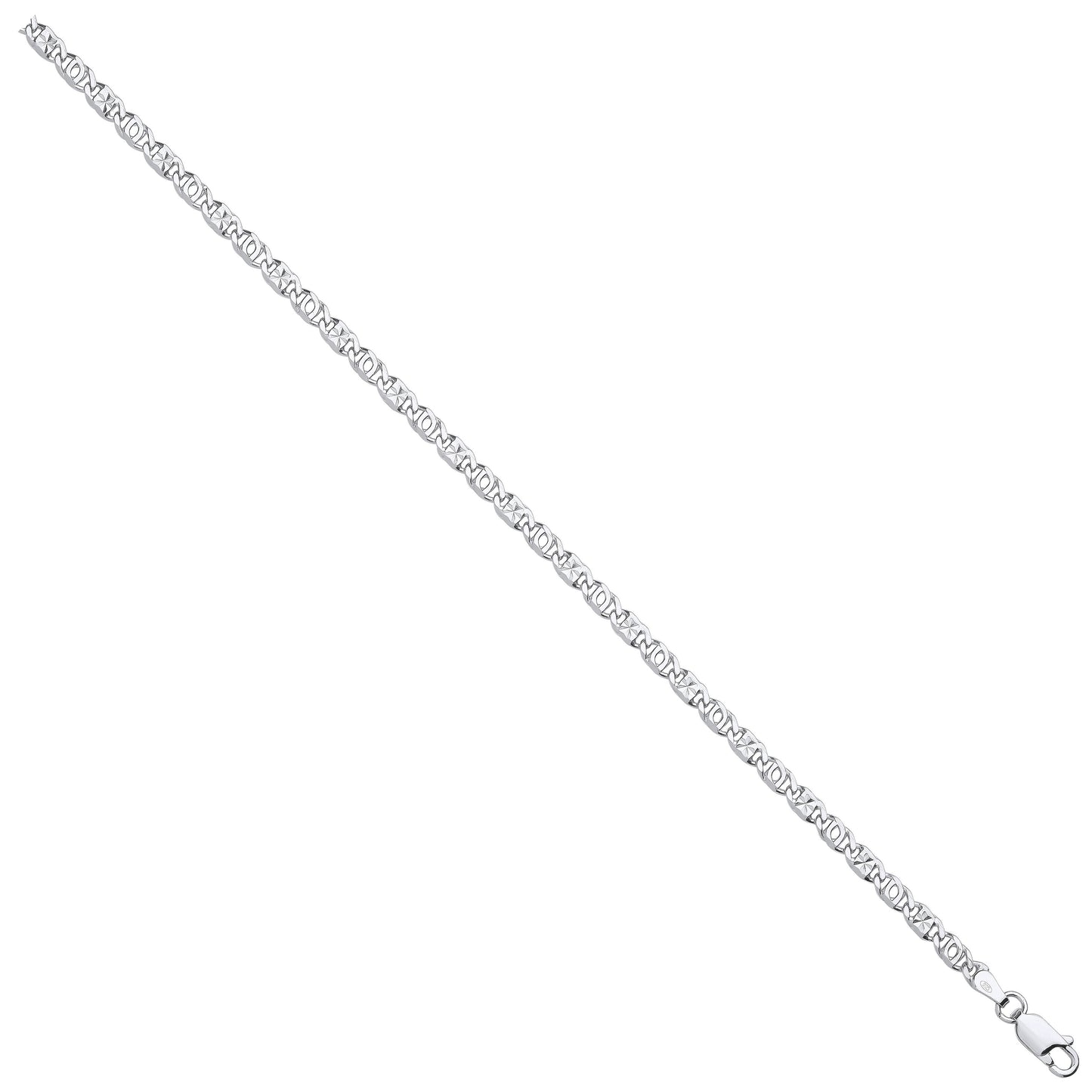 Silver 3.7mm Anchor Chain with Star Stamp