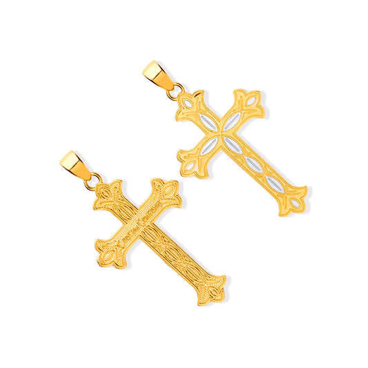 Yellow & White Gold Russian Orthodox Cross