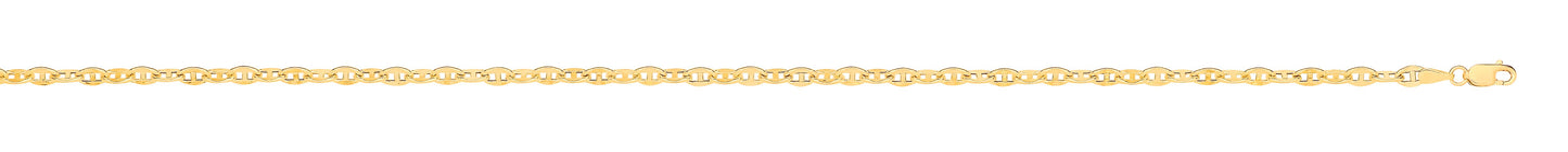 14ct Yellow Gold Hollow Shiny Anchor 3.3mm Chain