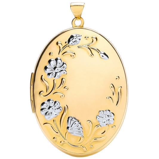 Yellow White Oval Flower design Locket