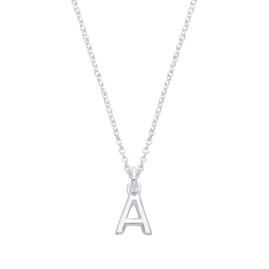Silver Small Plain Initial 16" + 1" Necklace