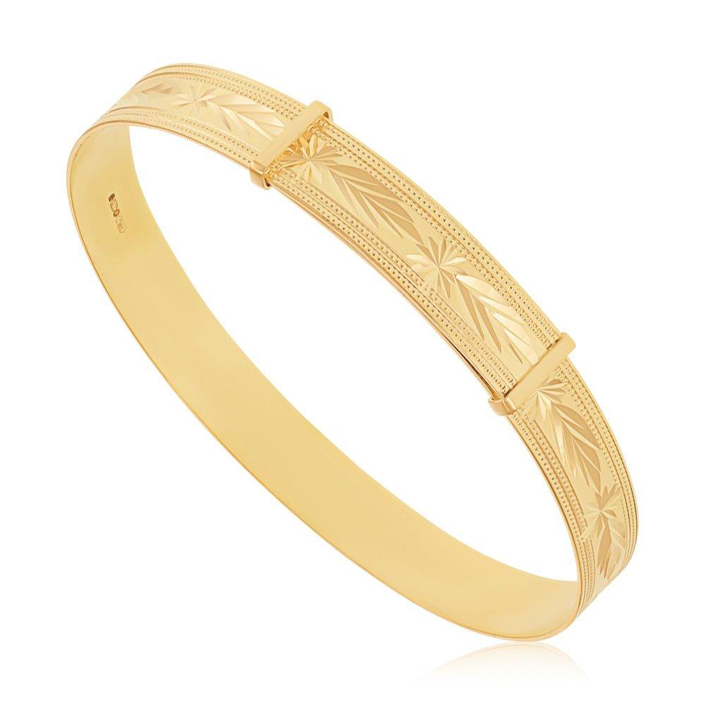 Yellow Gold Maiden Diamond Cut Slave Bangle