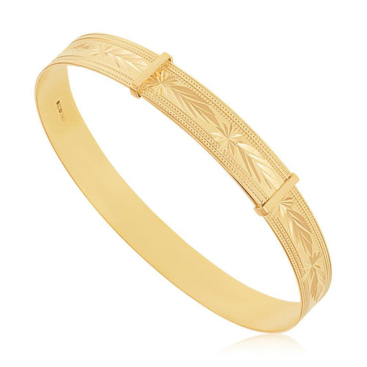 Yellow Gold Maiden Diamond Cut Slave Bangle