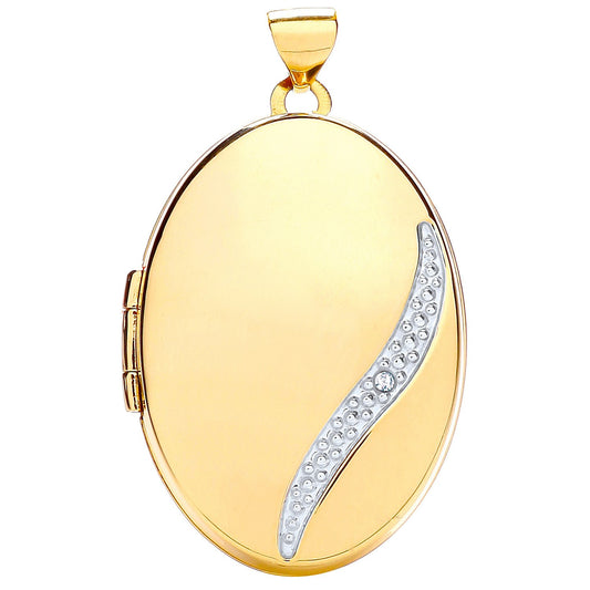 Yellow Gold Oval Locket with Diamond (HNN-13F763)