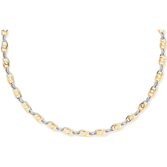 Yellow & White Gold Oval Tubes 18" Necklace