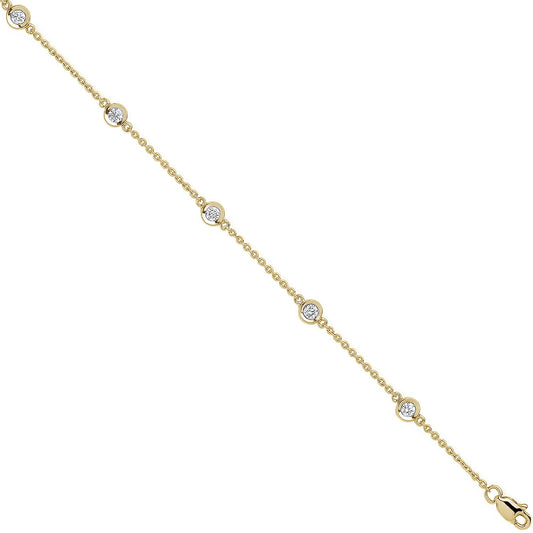 18ct Yellow Gold 0.40ct Diamond by the Yard Rubover Bracelet