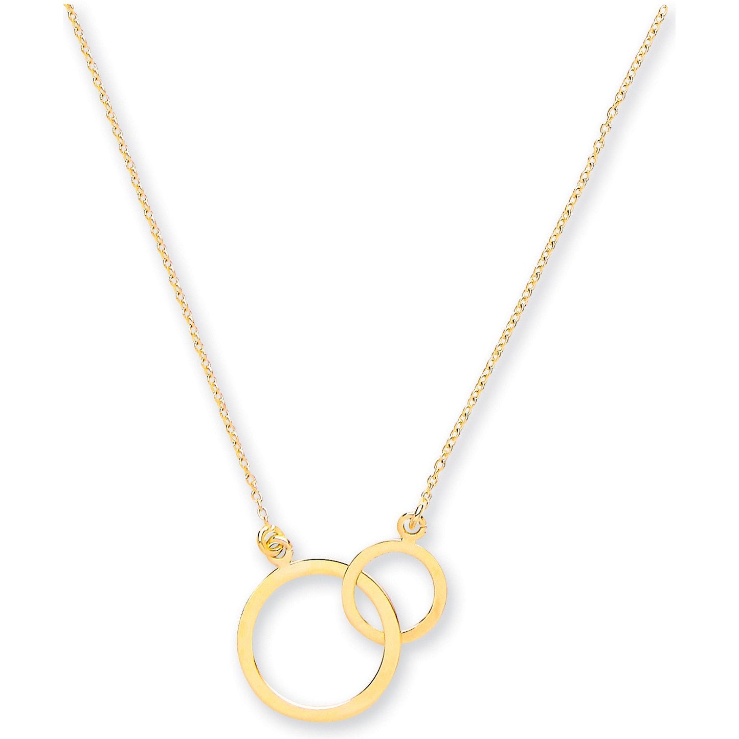 Yellow Gold Rolo Chain, Two Circles, Adjustable from 18" to 16"/17"