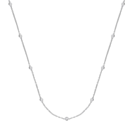 9ct White Gold 0.50ct Diamond by the Yard Necklace (18in/45cm)