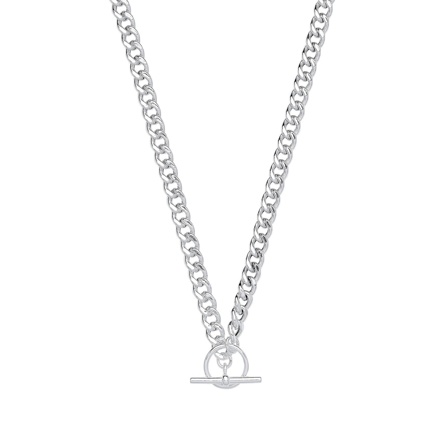 Silver T-Bar Curb Chain Necklace/Bracelet