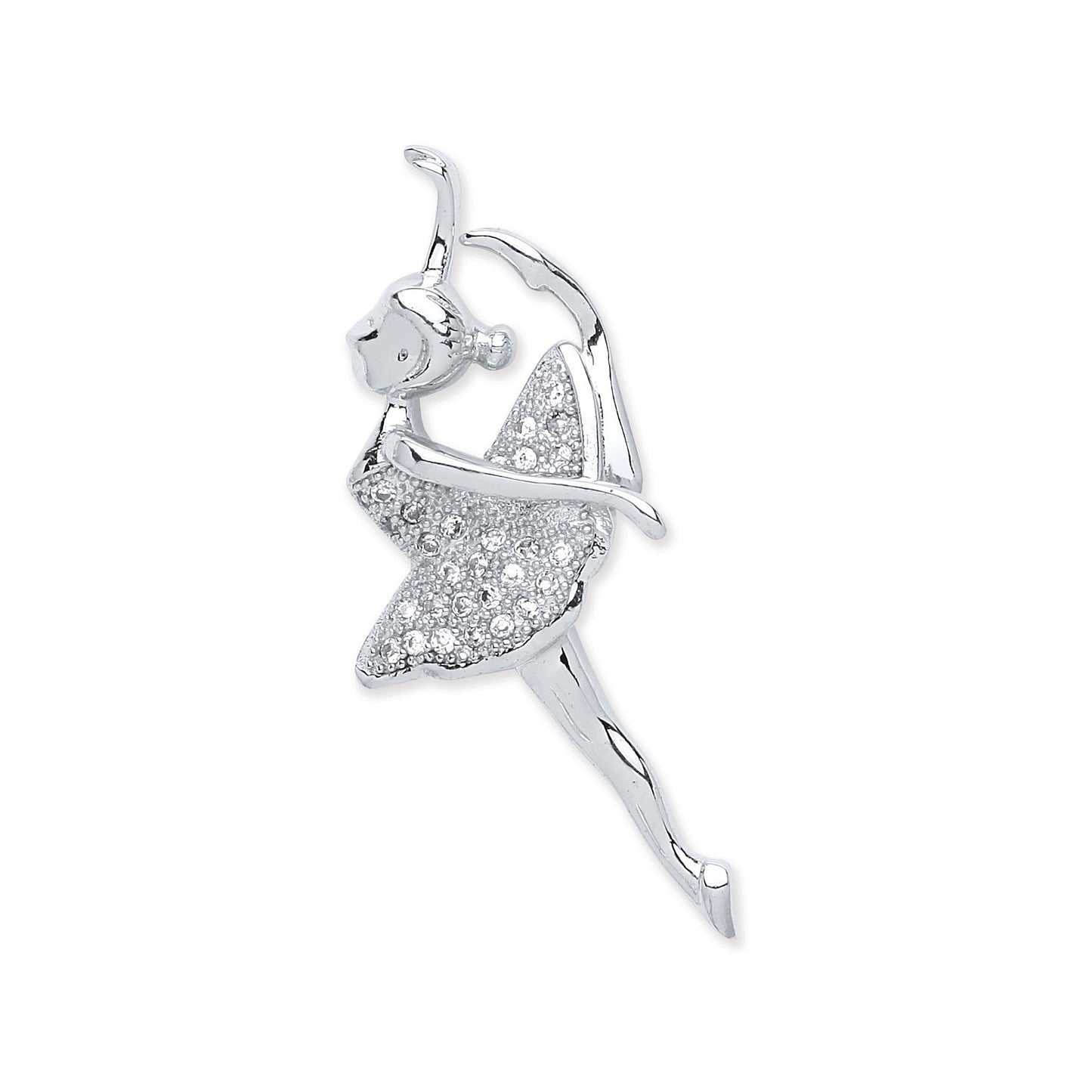 Silver Cubic Zirconia Ballerina Pendant