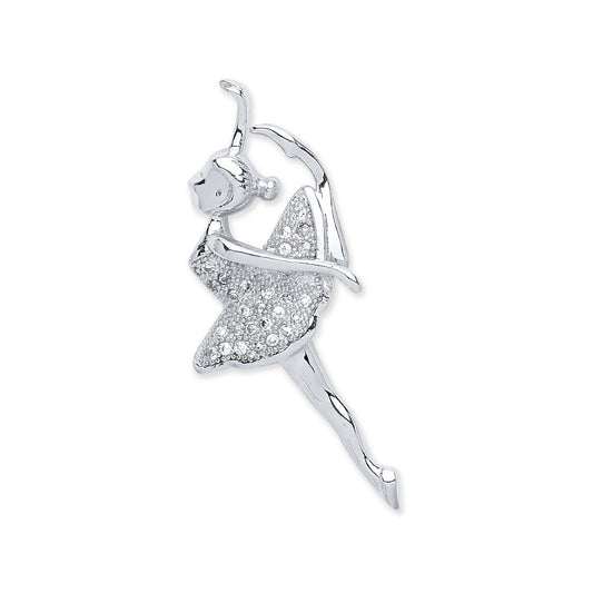 Silver Cubic Zirconia Ballerina Pendant