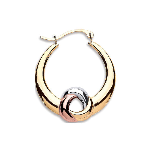 Yellow, White & Rose Gold Large Hollow Fancy Hoop Earrings