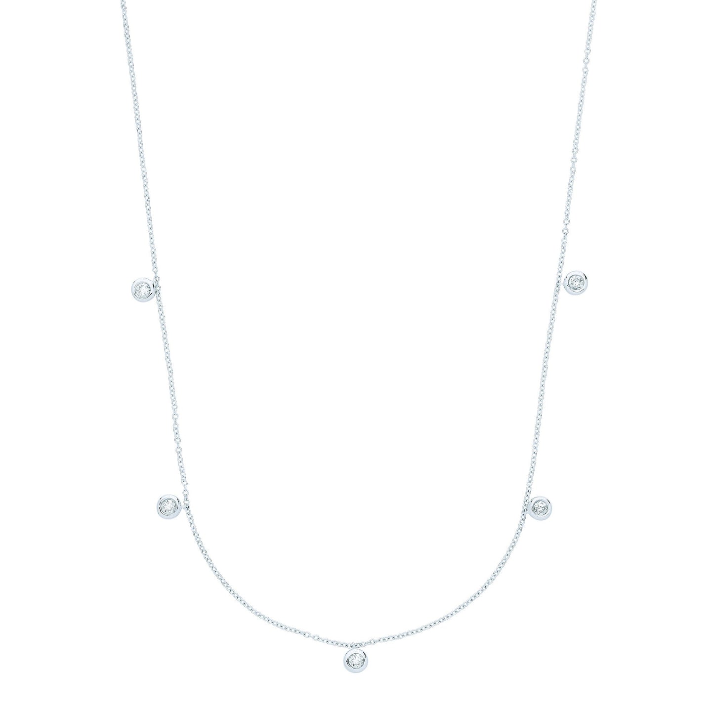 9ct White Gold Rub-Over 0.25ctw Diamond (18in/45cm) Chain