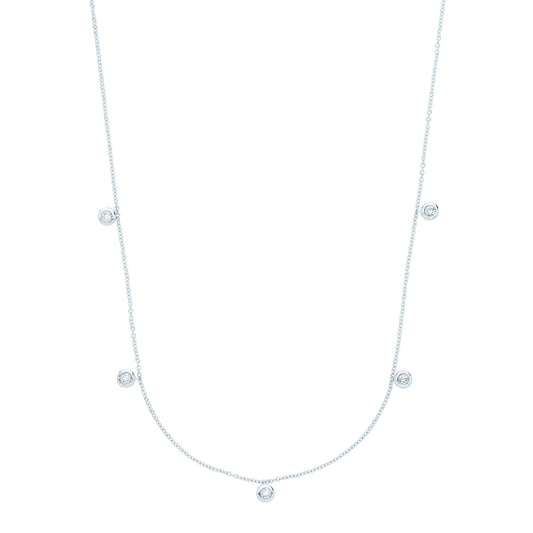 9ct White Gold Rub-Over 0.25ctw Diamond (18in/45cm) Chain
