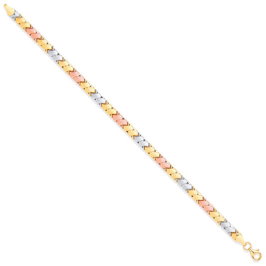 White, Rose & Yellow Gold Double Kisses Ladies Bracelet