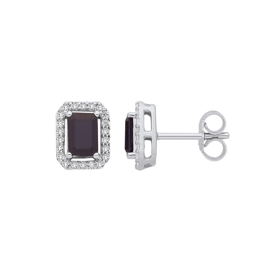 18ct White Gold 0.20ctw Diamonds & 1.30ctw Sapphire Earrings