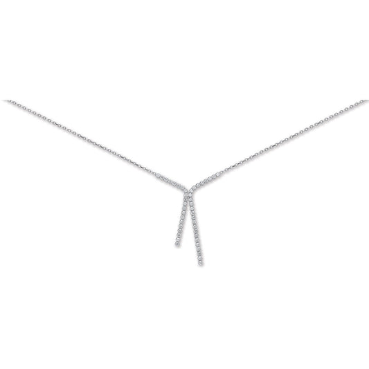 Silver 17" Cubic Zirconia Tassel Chain