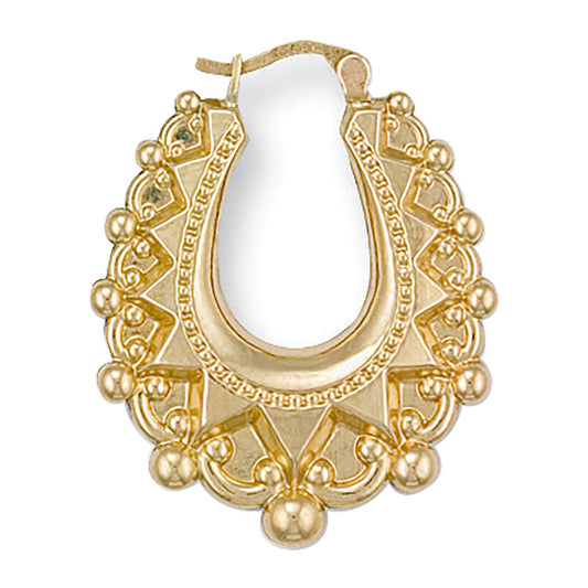 Yellow Gold Fancy Oval Creoles - 3.2g