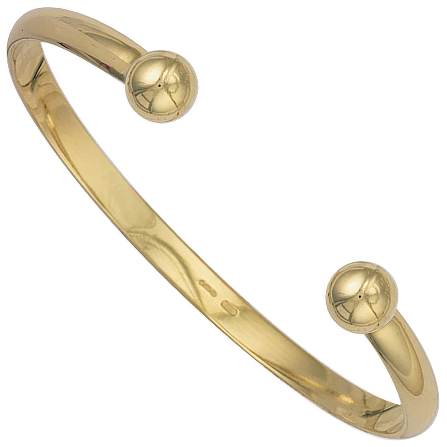 Yellow Gold 5mm D-Shaped Solid Torque Bangle