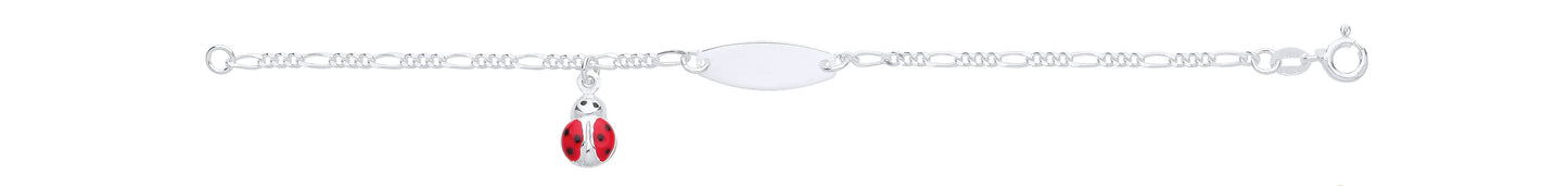 Silver Ladybird Charm & ID Baby Bracelet