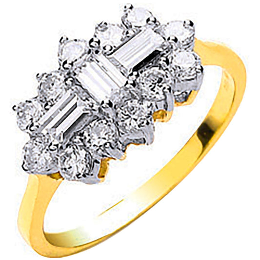 Yellow Gold Cubic Zirconia Boat Ring (HNN-BBB3E9)