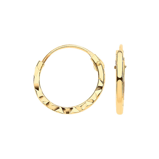 Yellow Gold 10mm Diamond Cut Sleepers