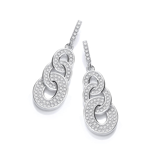 Micro Pave Oval Intertwined Cubic Zirconia Drop Earrings