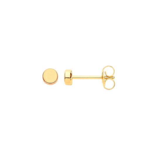 9ct Yellow Gold Plain Round 3.2mm Studs