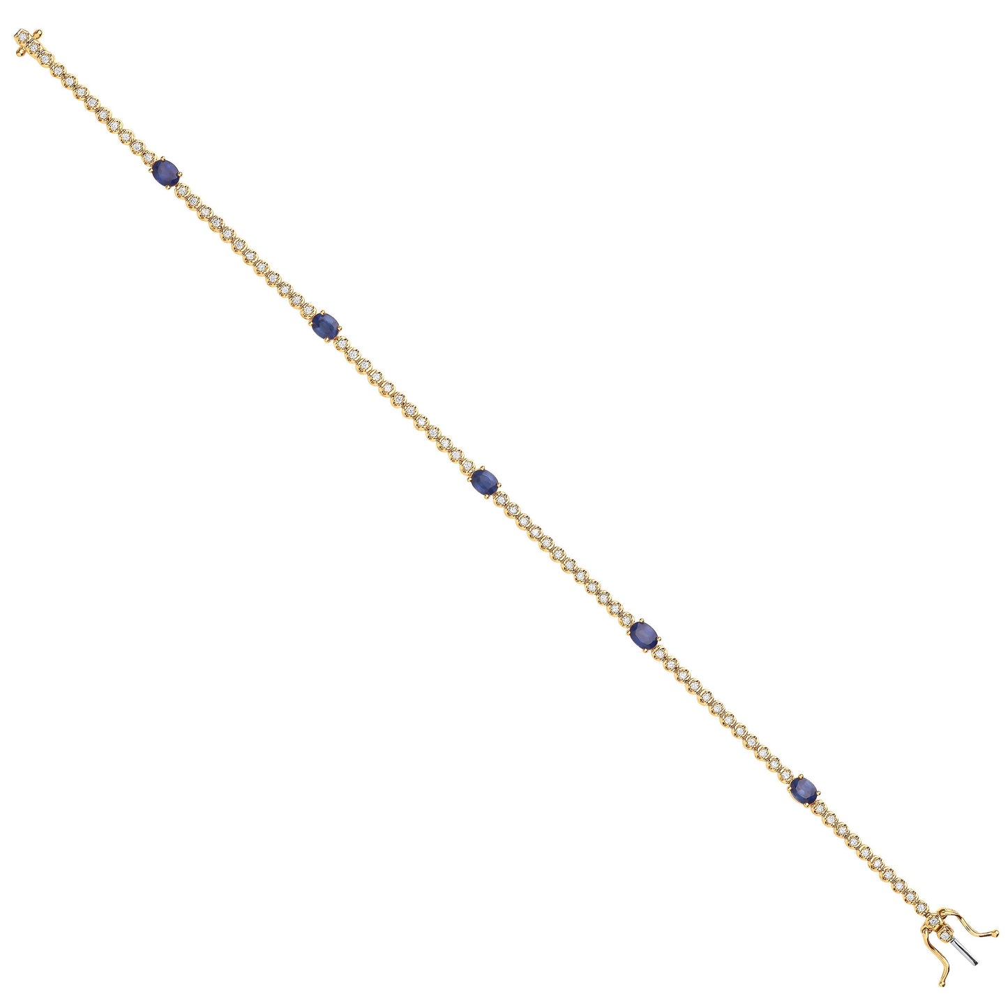 9ct Yellow Gold Bracelet 0.40ct Diamond 1.15ct Sapphire