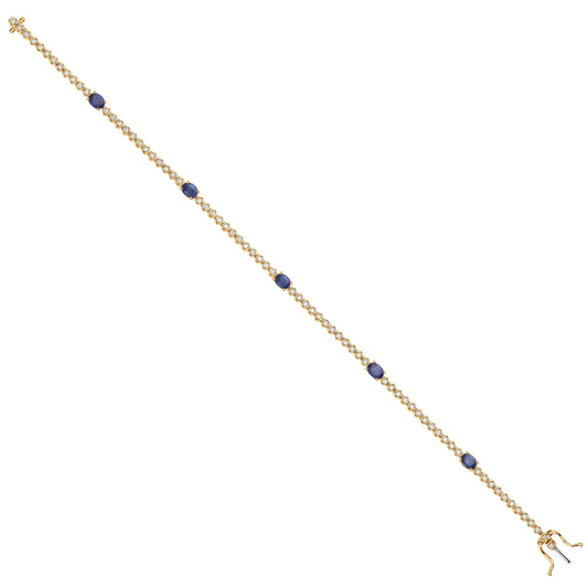 9ct Yellow Gold Bracelet 0.40ct Diamond 1.15ct Sapphire