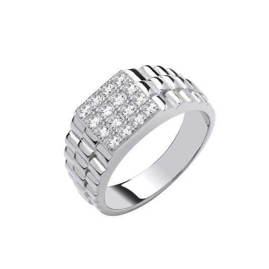 Silver Square Top Gents Cubic Zirconia Ring