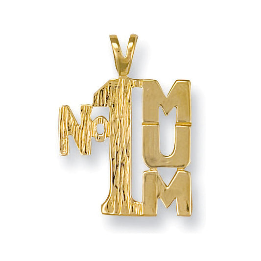 Yellow Gold No:1 Mum Pendant - 19.9mm