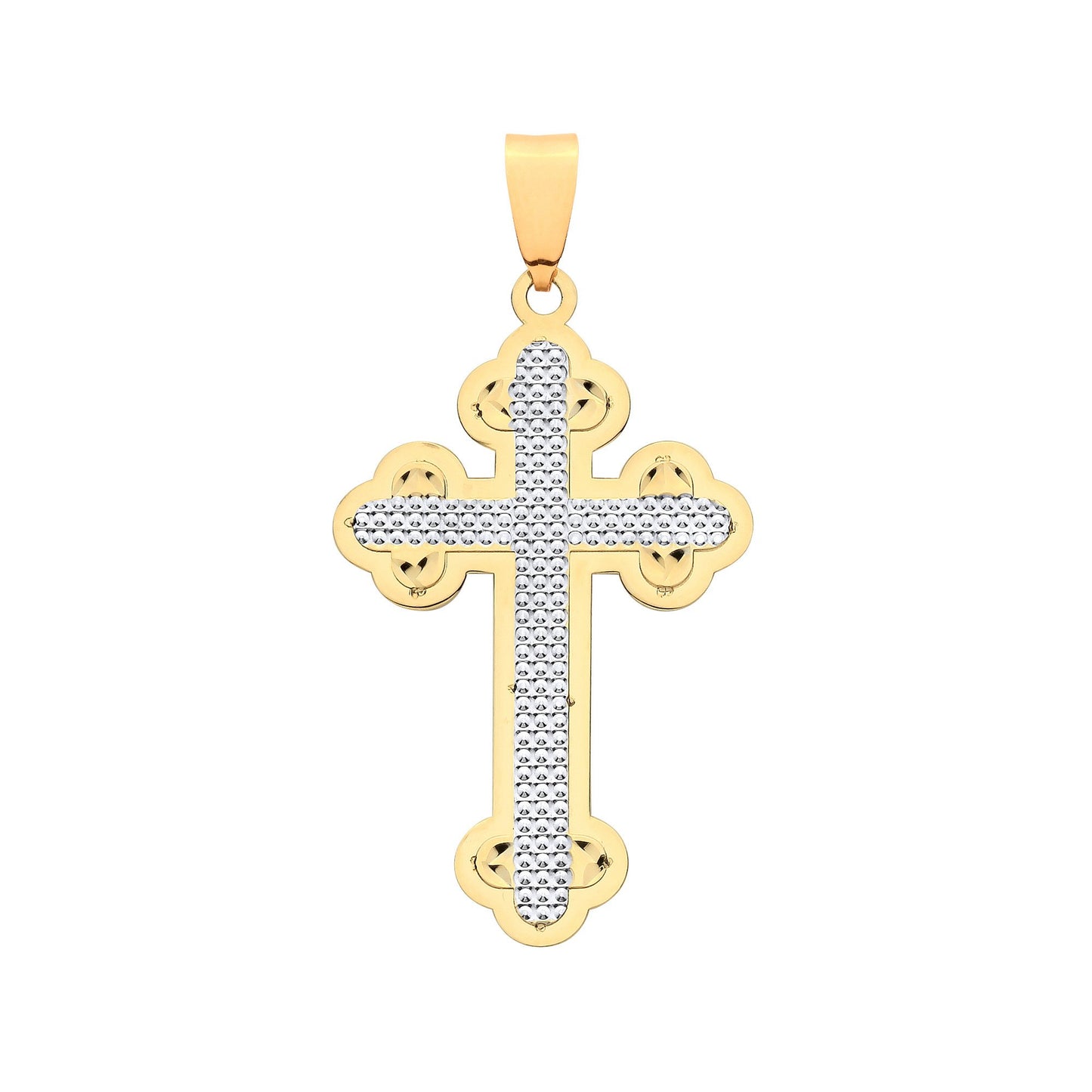 Yellow & White Gold Vintage Orthodox Diamond Cut Cross