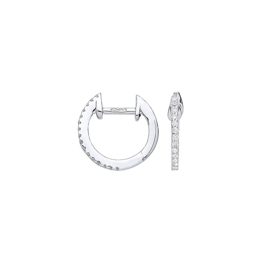 9ct White Gold 0.10ct Diamond Earrings - 12mm