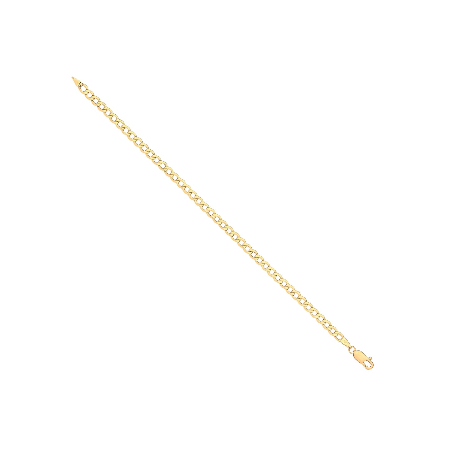 14ct Yellow Gold Hollow Beveled Curb 4.0mm Chain
