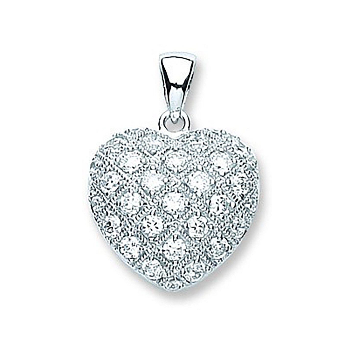 Silver Fancy Cubic Zirconia Heart Pendant - 16.7mm