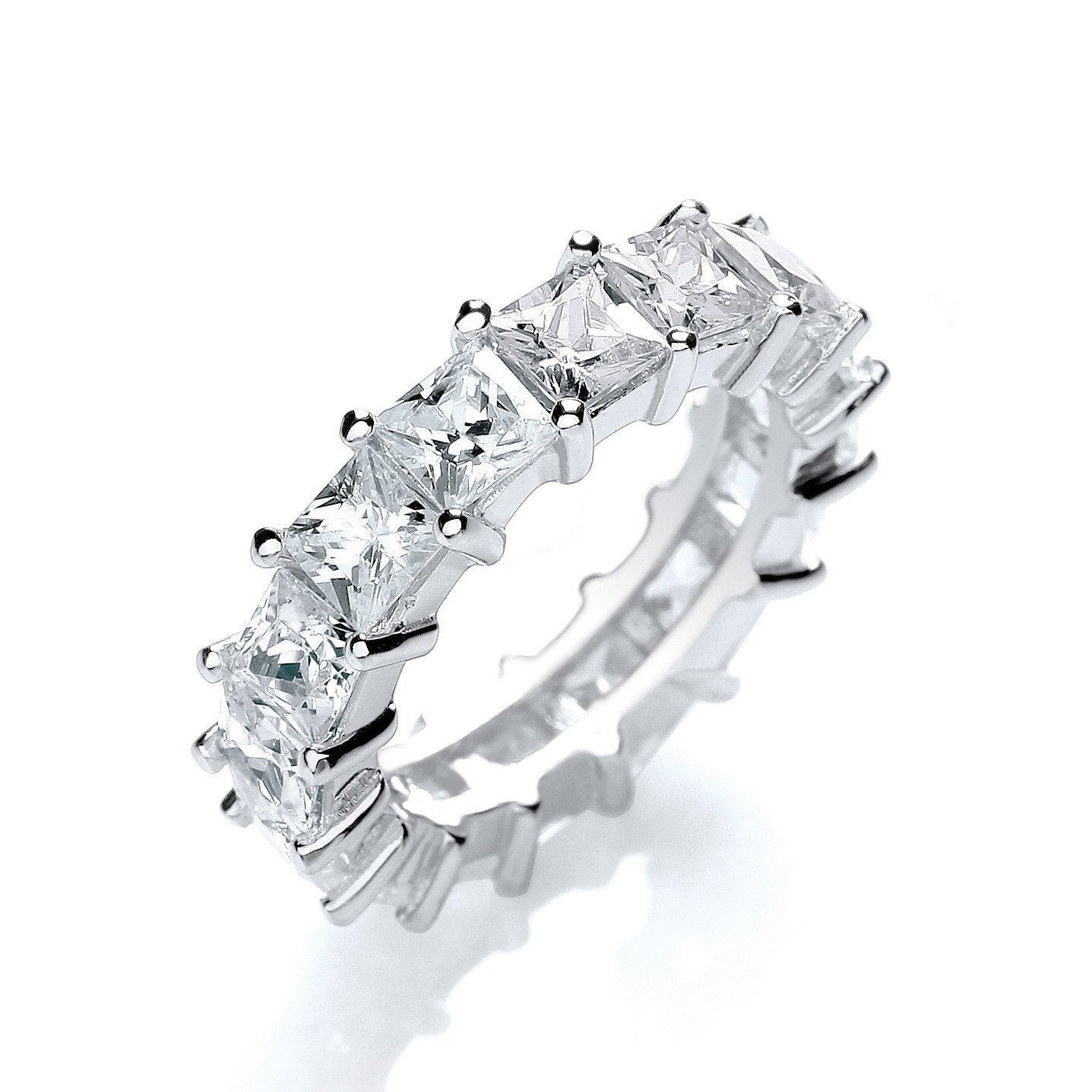 Full Eternity Princess Cut Cubic Zirconia Ring