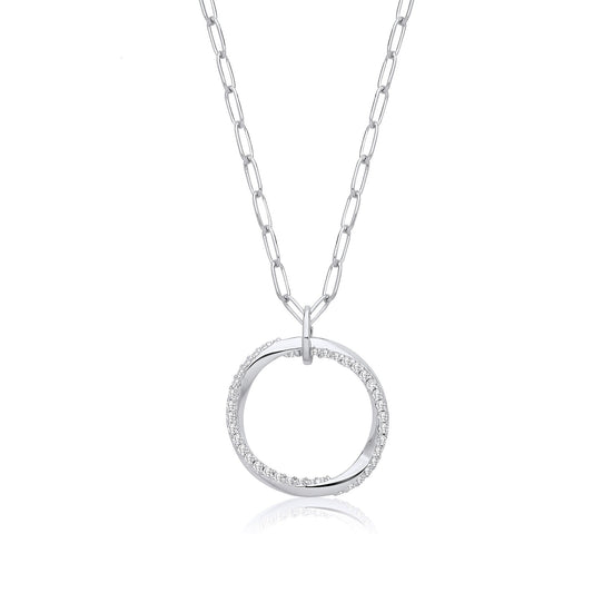 Circle of Life Cubic Zirconia Drop with Oval Belcher Necklace