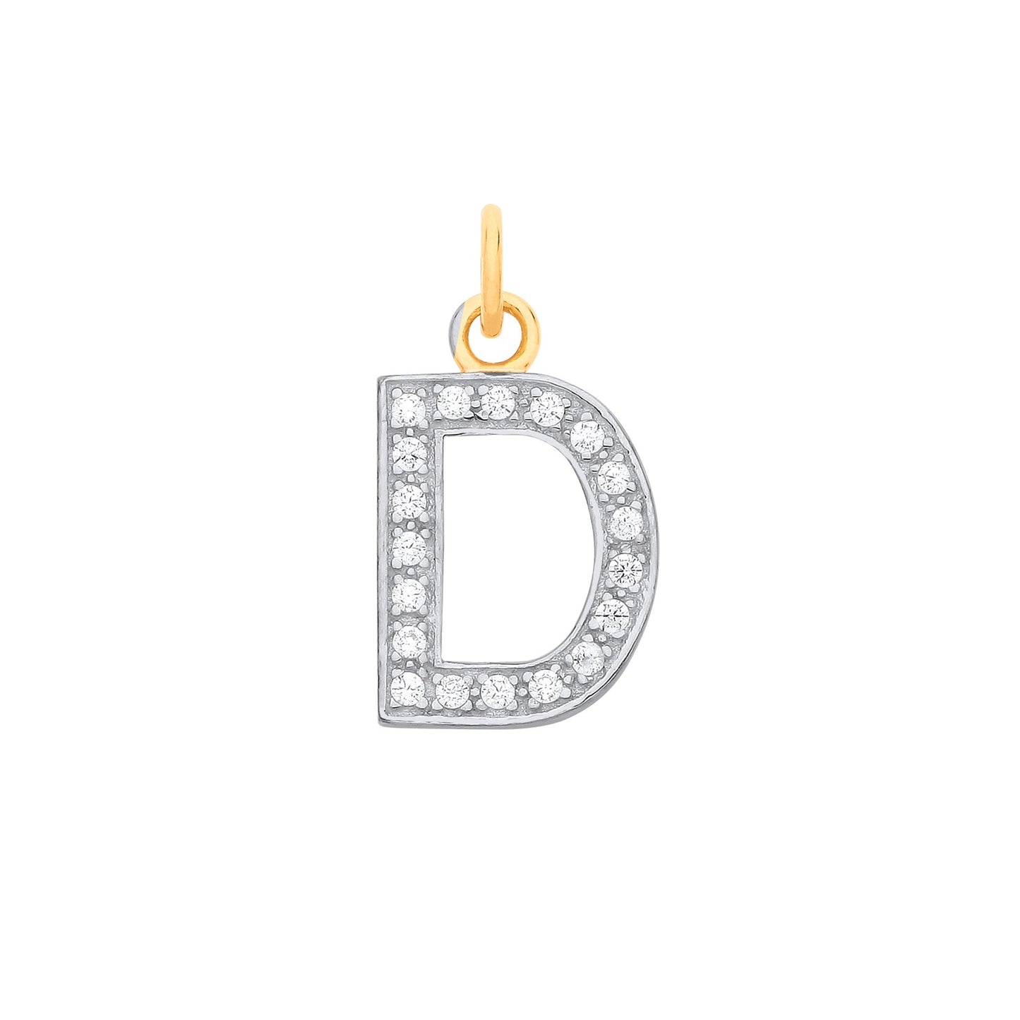 Yellow Gold Medium Cubic Zirconia Initial Pendants