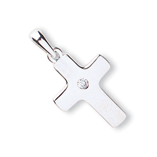 White Gold Cubic Zirconia Cross