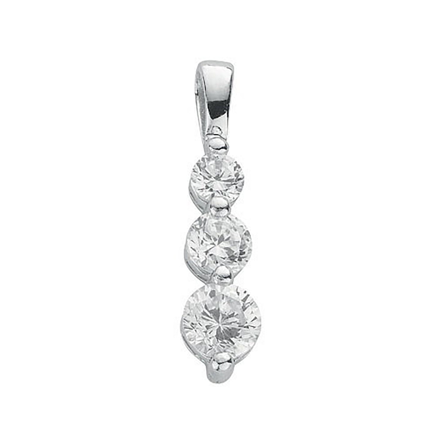 Silver Claw Set Cubic Zirconia Trilogy Drop Pendant