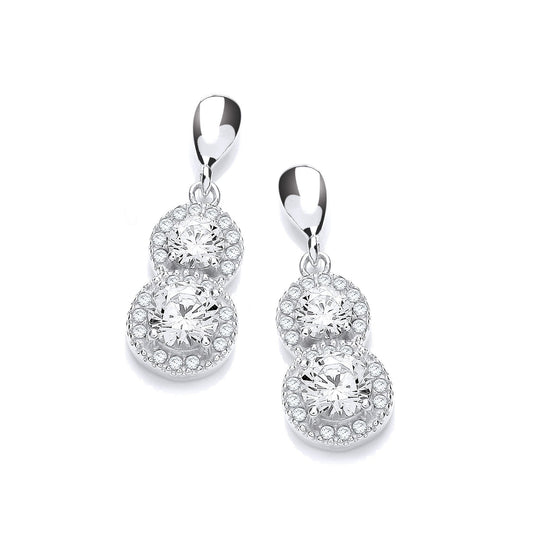 Micro Pave White Cubic Zirconia Drop Earrings - 8mm