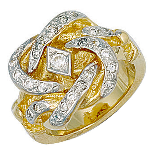 Yellow Gold Cubic Zirconia Knot Ring (HNN-86031E)