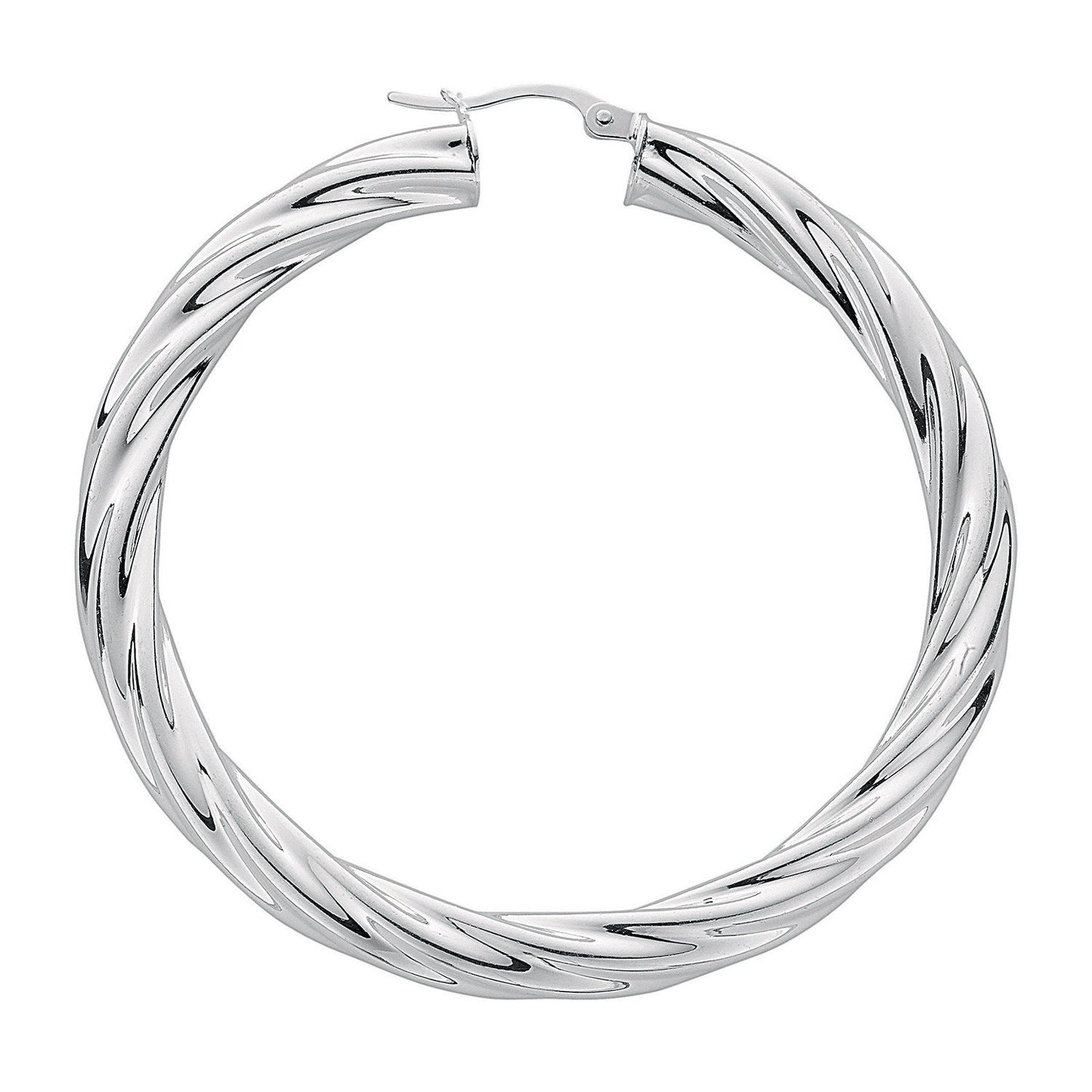 Silver Twisted Hoop Earrings - 5.1mm - 11.0g