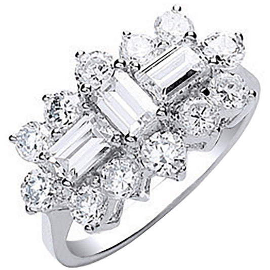 White Gold Cubic Zirconia Boat Ring (HNN-B4646B)
